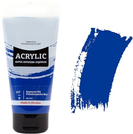 7 Artists Peinture Acrylique Bleu Phtalo 75 ml – Bleu Acrylic Paint Haute Opacité pour Bois, Toile, Pierre et Argile | Tube Creatif Peinture Acrylique Couleur Primaire Professionnelles