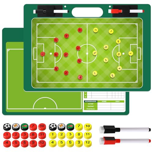Desoto Magnettafel Fußball Coaching Board - Strategie-Lehr-Zwischenablage, Profi Taktikmappe Strategiebrett für die Schulung und Spielanalyse
