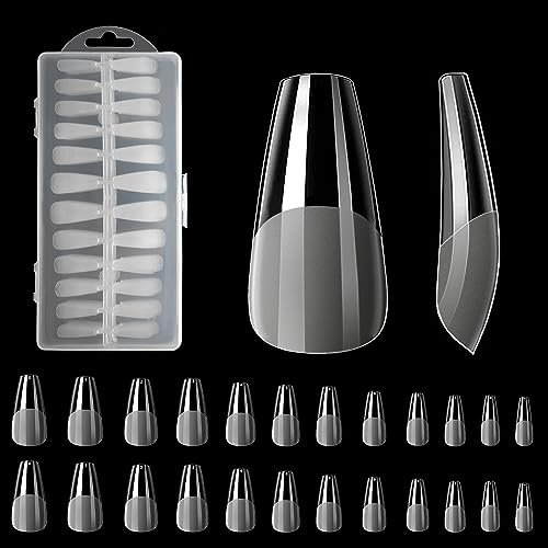 Ceboic Medium Coffin Nail Tips, 240Pcs Clear Nails Tips Acrylic Full Cover French Fake Nails Tips, Artificial False Press on Nails Extensions Kit for Nail Art Salon & Home DIY, 10 Sizes