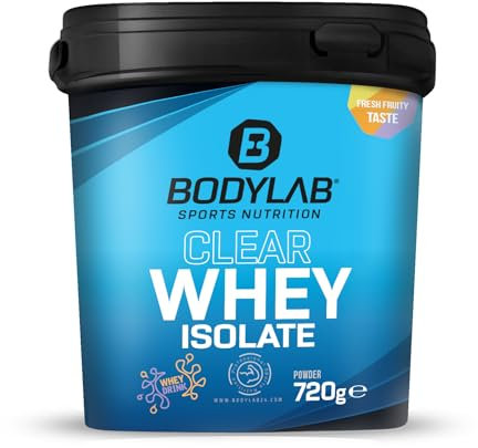 Bodylab24 Clear Whey Isolate Pink Grapefruit 720g, Eiweiß-Shake aus bis zu 96% hochwertigem Molkenprotein-Isolat, erfrischend fruchtiger Drink, Whey Protein-Pulver kann den Muskelaufbau unterstützen