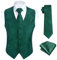 HISDERN Herren Paisley Weste Grün Floral Jacquard Krawatte Einstecktuch Hochzeitsfeier Business Fit Weste Anzug Set,Grün-N,2XL