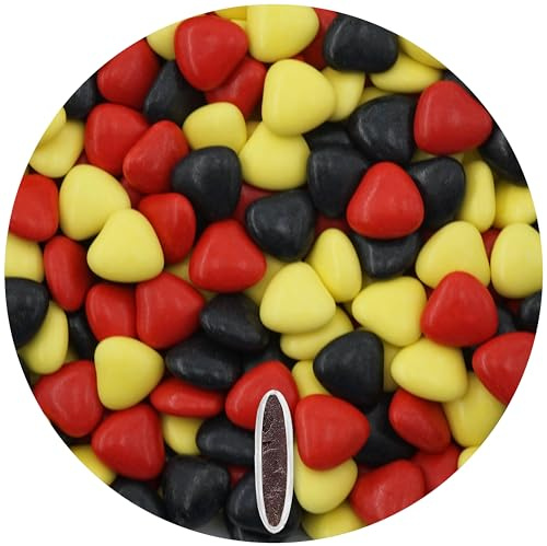 EinsSein 1kg Schokoherzen Dragees Mix Deutschland gelb-rot-schwarz glanz | EM 2024 Süßigkeiten Fußball Kindergeburtstag, Party| essbare Deko Fanartikel für die Fußball EM in der Deutschland Flagge |