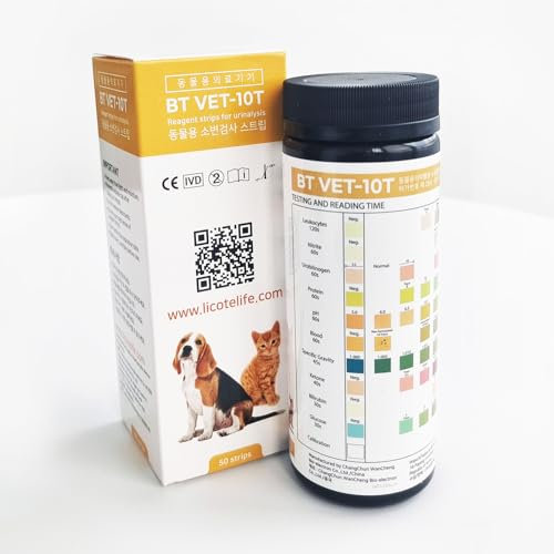 Licote Pet Dog Urine Test Strips BT VET-10T für Hund und Katze Urintest Urinanalyse APP Dedizierter Streifen Harnwegsinfektion Niere Leber Blut pH Diabetes Ketone Hepatitis Nephritis