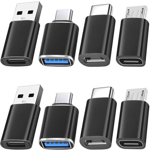 Xiatiaosann Adattatore USB da 8 pezzi USB tipo C femmina a USB 3.0, Micro USB a USB-C, per computer portatile, auto, smartphone, cuffie, microfono, PC
