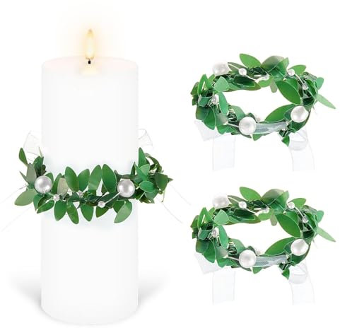 Tropfschutz Kommunionkerze 2 Stück Tropfenfänger Kommunionkerze Kerzen Tropfschutz Kommunion Deko, Erstkommunion Deko Kränze Kerzenringe, Tropfenfänger für Kerzen 4-5 cm Taufkerzen Kommunion Hochzeit