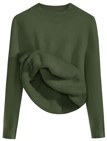 ZEAGOO Damen Pullover Warm Winter Stehkragen Langarm Thermo Sweater Fleece Strickpullover Gefüttert Warmes Sweatshirt Sherpa Pulli Oberteile