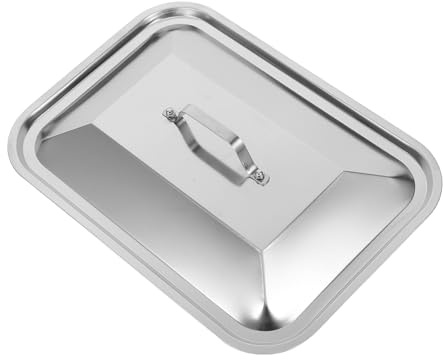 Toyvian Tapa para Bandeja de Horno Rectangular de Acero Inoxidable con Asa Cubierta para Plancha de Barbacoa y Preserva Jugos y Sabores para Reuniones Familiares y Exteriores