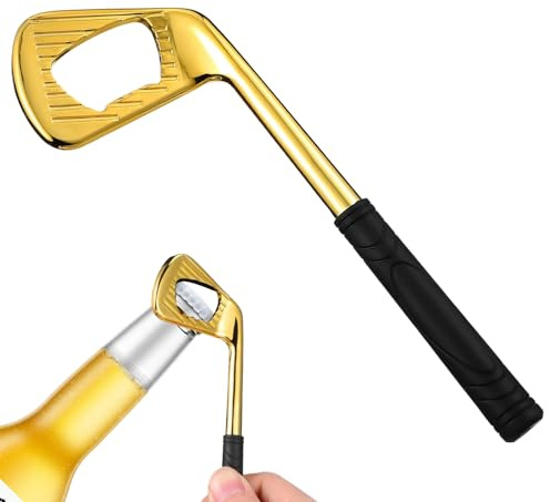 Bottle Opener, Golf Club Shaped, Unique Golden Beer Bottle Opener for Golf Lovers, Wine Beer Soda Glass Cap Openers, Small and Convenient, Durable Material, Easy to Operate, Golf Gifts for Men, Gold