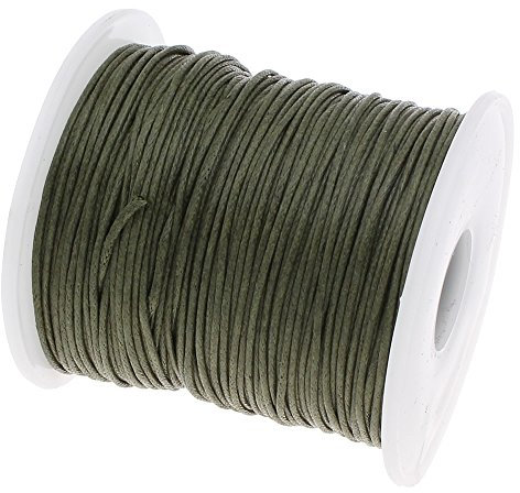 Perlin C173 Cordino di cotone cerato Beige Sabbia da 1 mm di spessore e 75 m di lunghezza, ideale per la creazione di gioielli, fili di perline, ecc.