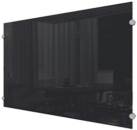 ECOfoxx 6mm ESG Glas Küchenrückwand Spritzschutz Herd Fliesenspiegel Glasplatte Rückwand viele Größen (Schwarz, 80x70cm)