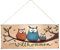 linoows Blechschild, Wandschild Willkommen und Eulen, Lustiges Gastro Schild 13x31 cm