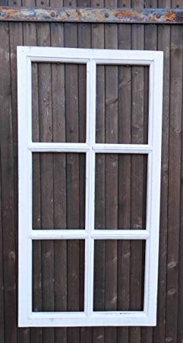 Deko-Impresion Fenster Sprossenfenster Bilderrahmen Wanddekoration Holz weiss 85 x 43