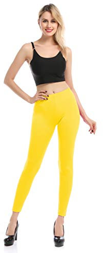 Carnavalife Leggings Malla Elástica de Tiro Alto/Pantalones Largos Deportiva Danza Running Fitness para Mujer (FR/ES, Letras, S, M, Regular, Regular, Amarillo)