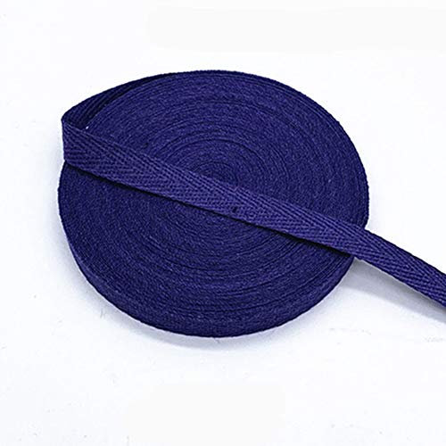 Egurs Bunt Gurtband aus Baumwolle 45m x 10mm Weich Gewebt Twill-Band Baumwollband Baumwollkordel Schrägband Köperband Twillband Fischgräten-Bänder zum Nähen Dekoband Nähenband Marine