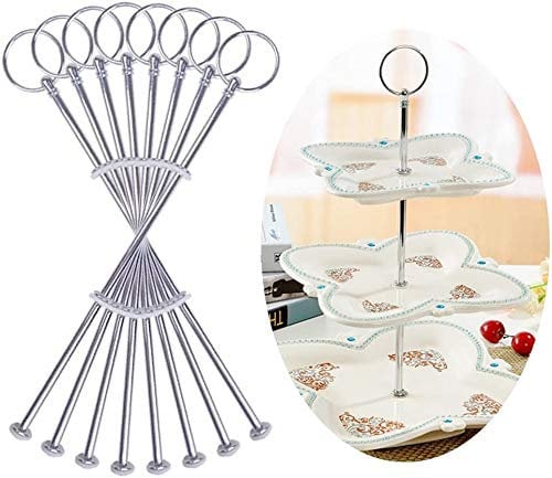 Auped 8-teiliges Kuchenständer-Set aus Silber Vintage Metallstange für Hochzeiten, Geburtstage, Feste & Partys | Stabile Tortenhalterung, Cupcake-Ständer, Dessert-Display