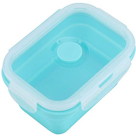 Pink Silicone Lunch Box - 1200ml/17.5Oz, Stackable, Foldable, Girls' Food Storage Container for School, Work, Travel