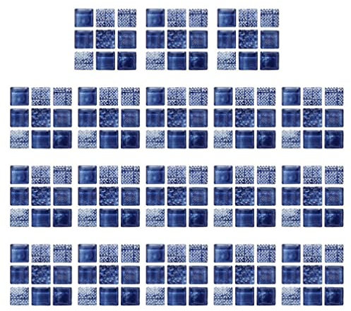 18pcs Mosaic Self Adhesive Tiles, 10cmx10cm Blue Stick on Bathroom Kitchen Wall Tiles, Peel and Stick Backsplash