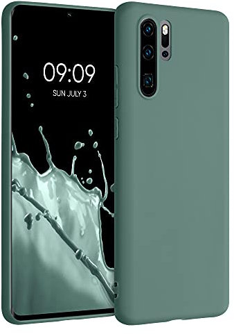 kwmobile Hülle kompatibel mit Huawei P30 Pro Hülle - weiches TPU Silikon Case - Cover geeignet für kabelloses Laden - Tannengrün