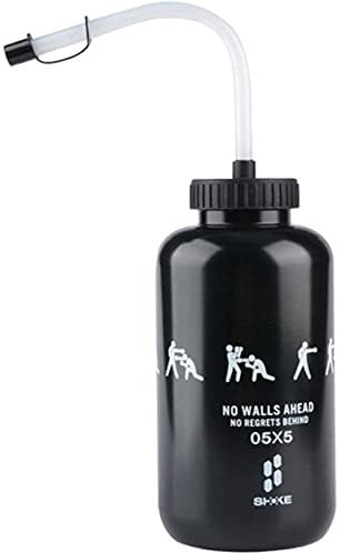Abbcoert 1 Liter Sports Water Bottle With Straw Boxing Sports Training Water Bottle, Squeeze Type Leak-Proof Water Cup-Ideal For Baseball Gym Yoga Sports Boxing Cycling Football (black)