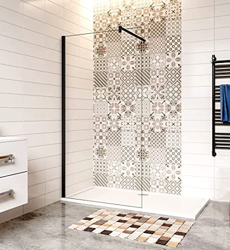 Acezanble Duschabtrennung 90x200cm Duschwand Walk In Dusche 8mm NANO Echtglas Schwarz