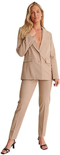 NA-KD Damen Basic Oversize Blazer, Dunkelbeige, 40