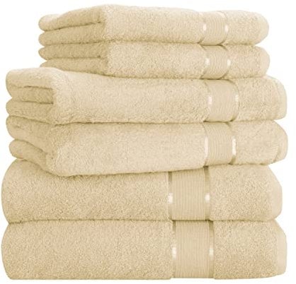 Mixibaby Handtuch 6er Set 2X Duschtuch 2X Handtuch 2X Gästetuch 100% Baumwolle Frottee, Farbe:Natur 1