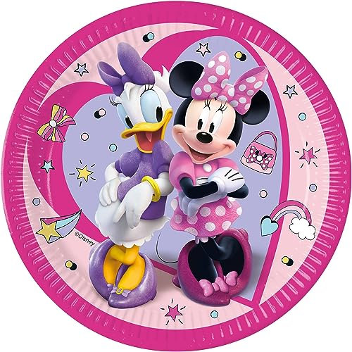 Procos- Folat 93830P Platos Papel FSC Minnie Mouse 23cm - 8 piezas, Multicolor