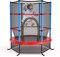 GYMAX Ø165 cm Gartentrampolin mit Sicherheitsnetz & Randabdeckung, Fitnesstrampolin, Kindertrampolin für Kinder ab 3 Jahren (Blau)