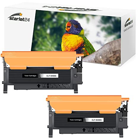 Starlet24 2X CLT-406S Toner Schwarz Kompatibel für Samsung CLT-406S CLT-K406S für Xpress C460W C410W C460FW C460 CLP-365 CLX-3305W CLX-3300 CLX-3305 CLX-3305FN CLX-3305W CLP-365W Drucker