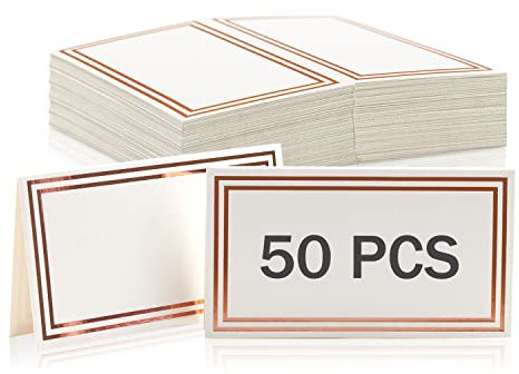 HomWanna Table Place Cards 50Pcs - Wedding Place Cards White Blank Table Card Name Cards for Table Setting Weddings Party Dinner Reception Seating Food Home Decorations Office (Rose Gold), 10cm x 9cm