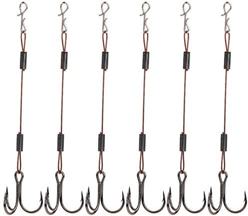 Natudeco 6Pcs Fishing Hooks Treble Hooks Kit Reusable Barracuda Hook Line Set Corner Bait Hook Lure Hook with Barbed (Breaking weight: 7kg)