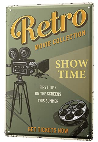 Blechschild Retro - Vintage Metall-Poster für Retro Fans - Kino Motiv - 30 x 40 cm