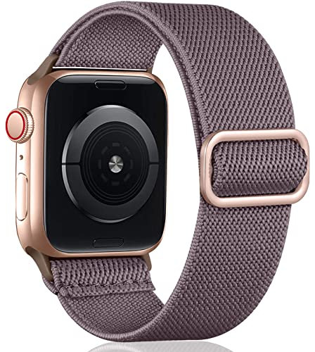 Oielai Solo Loop Bracelet Compatible avec Apple Watch 46mm 44mm 45mm 42mm 49mm, Bracelet de Remplacement Sport Nylon Réglable pour iWatch Serie 10 9 8 7 6 5 4 3 2 1 SE, Fumée Violet