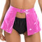 renvena Damen Lack Leder Rock Sexy Minirock Faltenrock Vorne Offen Lederoptik Partyrock Wetlook Latex Outfit Gogo Tanz Club Kostüm Hot Pink L