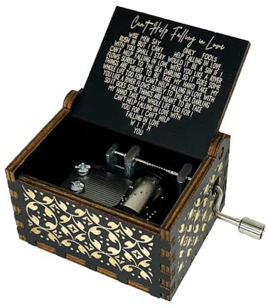 Youtang Holz-Spieluhr, antike Gravur, Holz-Uhrwerk, Spieluhr, Geschenke für Partner, Freund, Freundin, Ehemann, Ehefrau (Can't Help Falling in Love -Handkurbel)