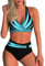 Adigaber Damen Zweiteiliger Badeanzug V Ausschnitt überkreuztes Blumenmuster Bikini Bademode Bauchkontrolle Bikini Sets