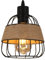 Lampada a Sospensione Industriale Vintage, Nero Lampadario a Sospensione in Corda di Canapa e Ferro, E27 Retrò Luce a Sospensione di Design Geometrico per Cucina Soggiorno Tavolo da Pranzo Ø16cm