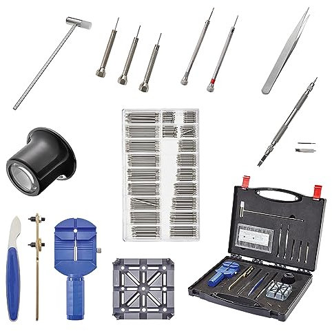 Profi-Partner Uhren-Werkzeugsatz - Armbanduhren Reparatur Set für Batterie- & Armbandwechsel, zum Glieder kürzen, mit Koffer