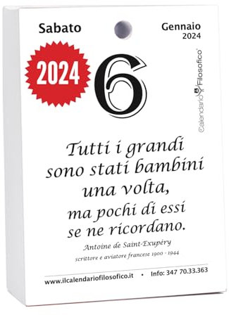 Il Calendario Filosofico 2024, Der Erste und Das Original Tischkalender mit 365 Tagen philosophischer Sätze, Lesen Sie jeden Tag einen Satz, entworfen und erstellt in Bologna, Format A6 10 x 14 cm