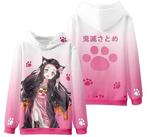 zhedu Anime Kamado Nezuko Hoodie 3D-Druck Streetwear Süße Jungen Mädchen Harajuku O-Ausschnitt Lose Pullover Sweatshirts (3XL,Color 01)