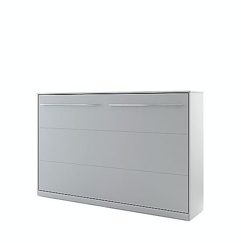 Lenart Schrankbett - Wandbett Concept Pro CP05 120x200 cm - Schrankklappbett Horizontal - Schrank mit integriertem Klappbett - Funktionsbett (Grau Matt)