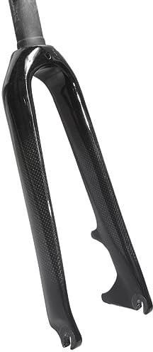 LHHL 14 16 17 18 Carbon Fiber Folding Bike Front Forks Rigid Fork 1-1/8 Threadless Ultralight Disc Brake QR 100x9mm Straight Tube Bicycle Forks (Color : Black-matte, Size : 16)