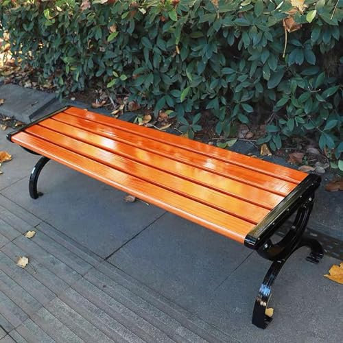 Gartenbank im Freien, Terrassenbank, rückenfreie Sitzbank für zwei Personen, mit Metallrahmen und korrosionsbeständigen Massivholzsitzen, für Garten, Veranda, Park, Haustür, Balkon, Außenbereich ( Siz