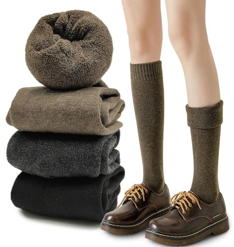 EUPSIIU 3 Pares Calcetines Termicos de Punto para Mujer - Gruesos Cálidos de Invierno Hasta la Rodilla para Botas - Regalo