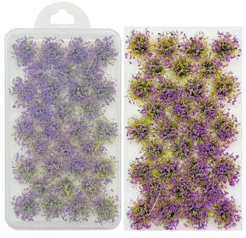 Woohome Kunstrasen Cluster Blume Dekor - Künstliche Pflanzen Mikrolandschaft Ornament für Miniatur Tabletop Spiele Modelleisenbahn (Lila)