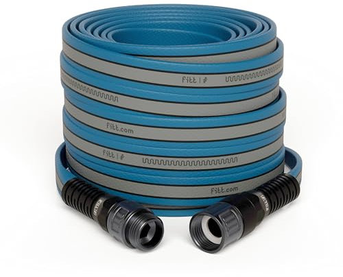 FITT HiFlo Wasserschlauch, 30,5 m, Mehrzweck-Gartenschlauch, flach, einfach zu bedienen und langlebige Leistung, Grau