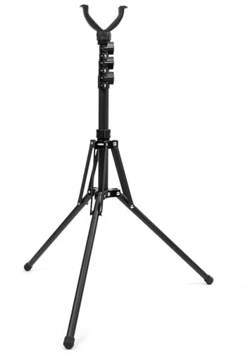 HUNTPAL Schießstativ, Jagdstock, Gewehr, Schießstütze mit abnehmbarer 360° drehbarer V-Joch, vielseitig, tragbar, faltbar, mattes Aluminium, 40,6 cm - 157,5 cm, Waffenunterstützung für