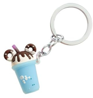 JAWSEU Mini Keychain Milk Tea Cup Keychain Pendant Keychain Cute Realistic Food PVC Car Keychain Hanging Ornament Bag Pendant Gift Accessories Crafts
