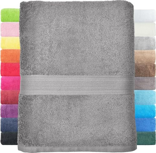 leevitex® Duschtuch 2er Set aus 100% Baumwolle, weich und saugstark | 500 g/m² | 70 x 140 cm | Grau