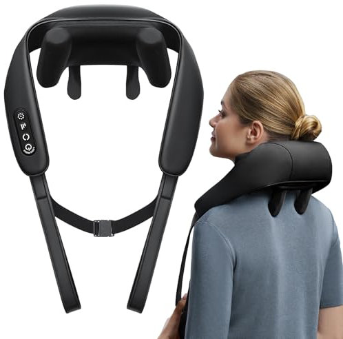 Nacken-und Schultermassagegerät, Shiatsu-Nacken-und Schultermassagegerät mit Wärme, 4D-Knet-Shiatsu-Tiefengewebemassagegerät, Elektrisches Massagegerät für Nacken, Rücken, Schultern und Beine